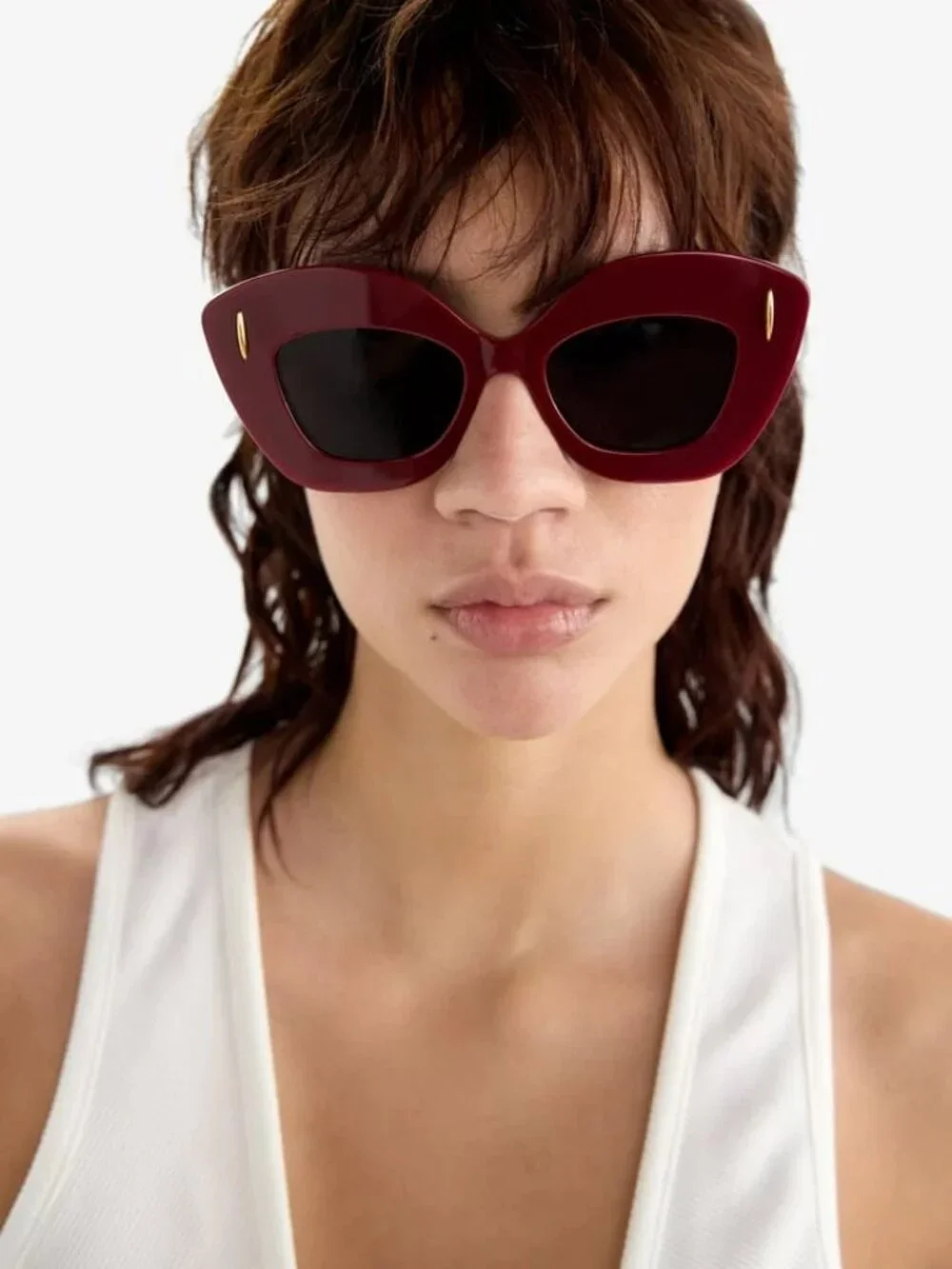 LOEWE LW40127F 66A RED BORDEAUX CAT EYE SUNGLASSES